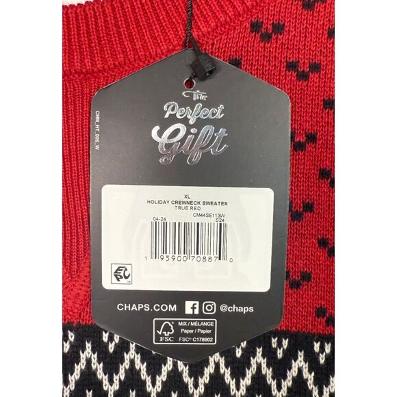 NWT Chaps Sweater Fair Isle‎ Polar Bear All Over Design Crew Neck Pullover XL - Picture 4 of 8